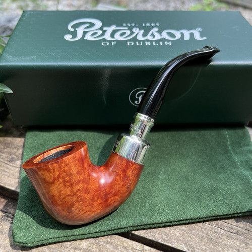 Peterson System Sterling Silver Spigot SMOOTH Calabash (305) P-Lip Pipe