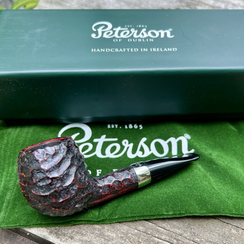 Peterson Junior Rusticated Nickel Mounted Short Apple Fishtail Pipe - New
