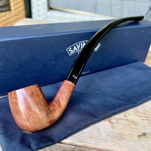 Savinelli Churchwarden Smooth Bent Billiard (601) Tobacco Pipe - New