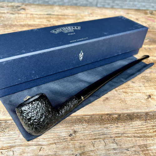 Savinelli Churchwarden Black Rusticated Bent Dublin (901) Pipe - New