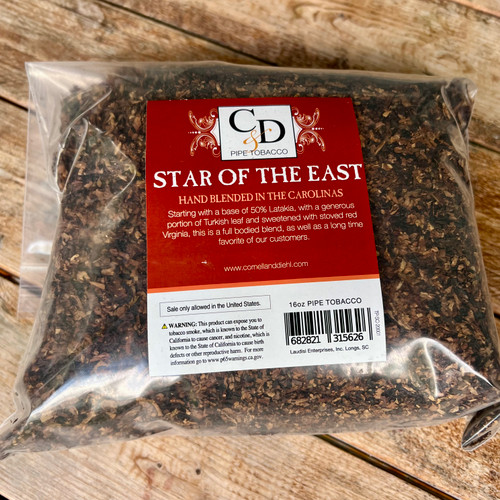 Starting with a base of 50% Latakia, with a generous portion of Turkish leaf and sweetened with stoved Red Virginia, this is a full-bodied blend, as well as a long time favorite.