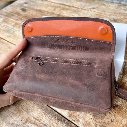 4th Generation Suede Leather Folding Pipe Tobacco Pouch Hunter Brown 344GENHBCMB