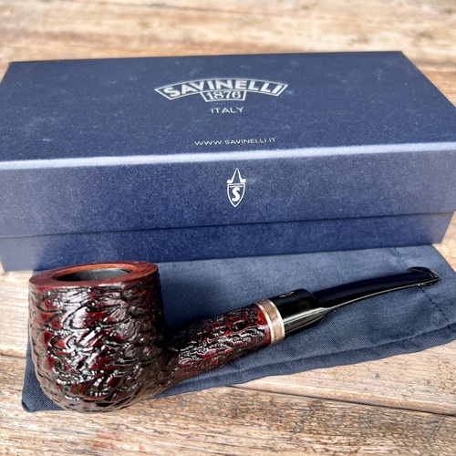 Savinelli Porto Cervo Rusticated Bent Pot (122 KS) 6mm Filter Pipe - New