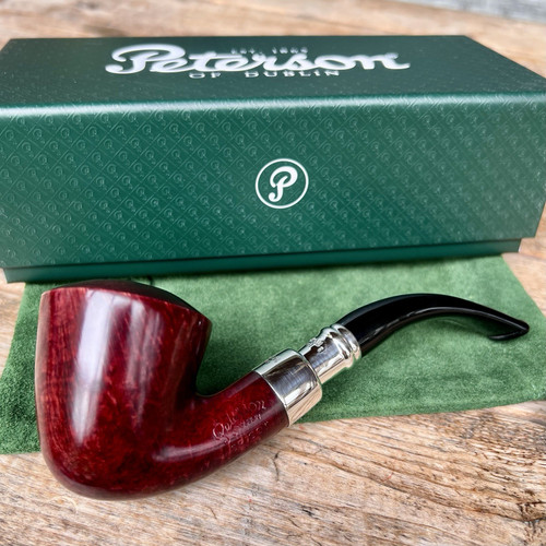 Peterson Red Spigot Bent Calabash (B10) Fishtail Pipe Sterling Spigot- NEW