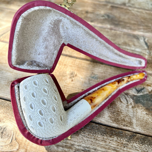 Block Meerschaum Bent Tall Teardrop Lattice Finish Pipe By Paykoc