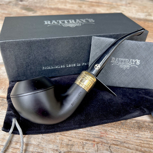 Rattray's Majesty Smooth Black Bent Rhodesian (178) 9mm Filter Pipe - New