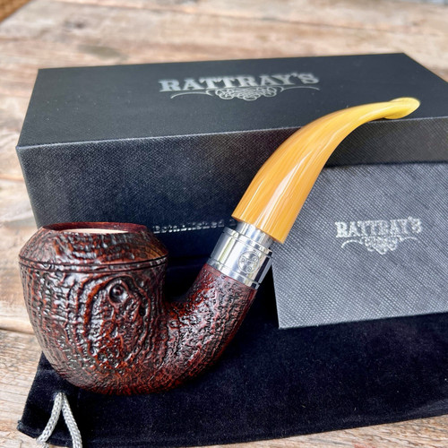 Rattray's Monarch Yellow Sandblasted Bent Rhodesian (15) 9mm Filter Pipe - New Rattray's Monarch Yellow Sandblasted Bent Rhodesian (15) 9mm Filter Pipe - New