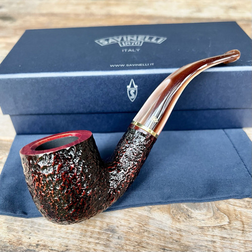 Savinelli Roma Lucite Rusticated Bent Pot (622 KS) 6mm Filter Pipe - New