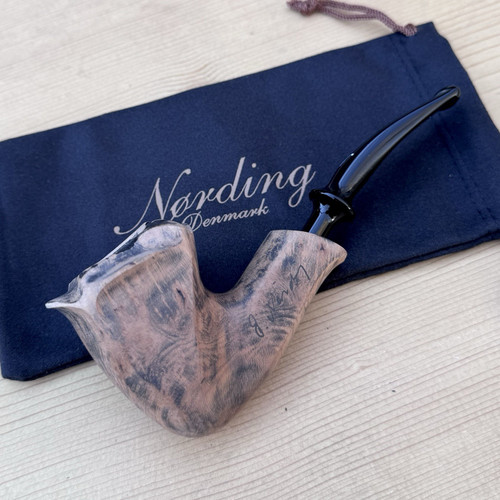 Erik Nording Signature Black Unfinished Smooth Freehand Briar Tobacco Pipe NEW