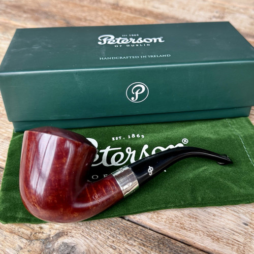 Peterson Kildare Silver Mounted Bent Dublin (B10) P-Lip Pipe - New