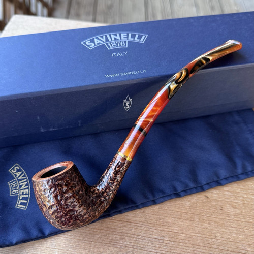 Savinelli Clark's Favorite Rusticated Bent Billiard (626) 6mm Filter Pipe