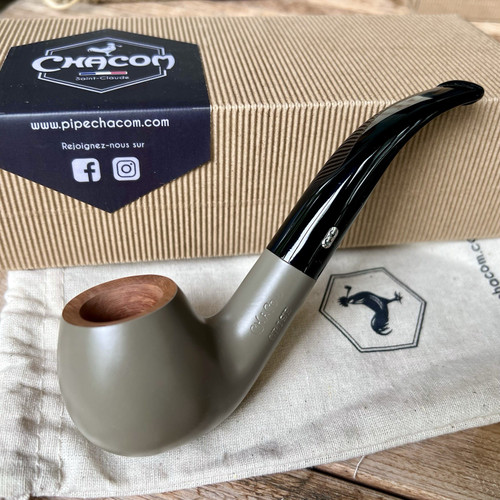 Chacom Laquee Gris 9mm Filter Smooth (184) Briar Tobacco Pipe France - New