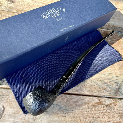 Savinelli Churchwarden Black Rusticated (313) Tobacco Pipe - New