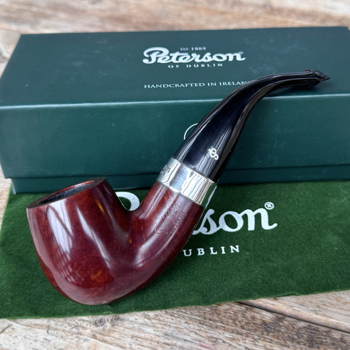 Peterson Kildare Silver Mounted Bent Billiard (XL90) P-Lip Pipe - New