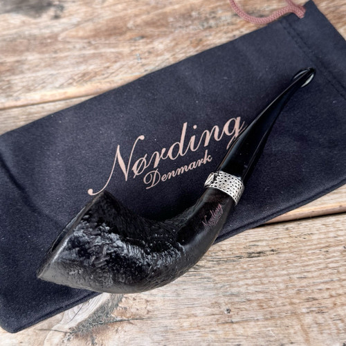 Erik Nording Classic Silver Sandblasted Horn Briar Tobacco Pipe - NEW