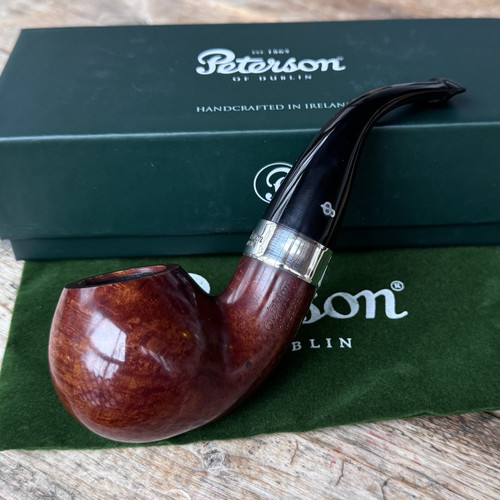 Peterson Kildare Silver Mounted Bent Apple (XL02) P-Lip Tobacco Pipe - New