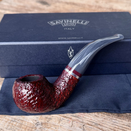 Savinelli Lunaria Rusticated Bordeaux (642) 6mm Filter  Pipe - NEW