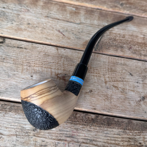 Dapper Meerschaum Lined Olive Wood Churchwarden Tobacco Pipe 9mm Filter - NEW