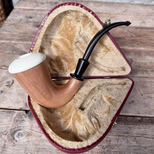 Mahogany Wood Calabash Pipe with Meerschaum Bowl