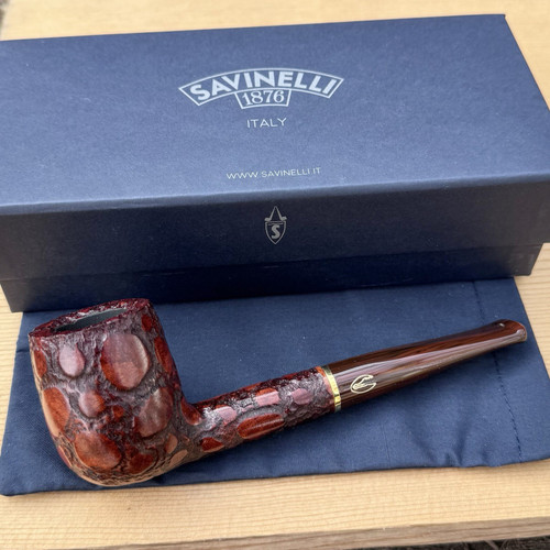 Savinelli Alligator Brown Straight Billiard (111 KS) 6mm Filter Pipe - New
