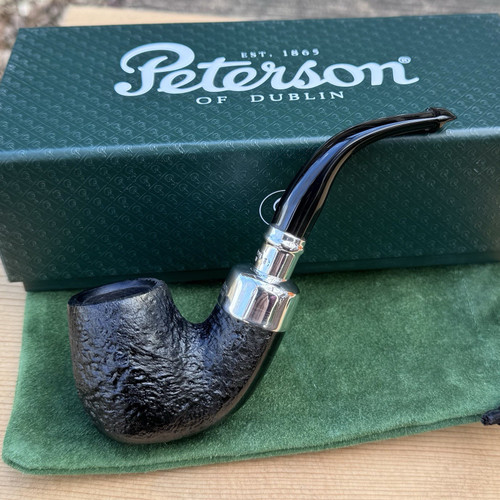 Peterson System Spigot Sandblasted Bent Billiard (312) P-Lip Pipe Sterling