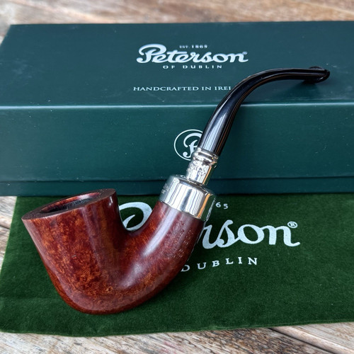 Peterson Terracotta Spigot Smooth Calabash (05) Fishtail Pipe Silver New