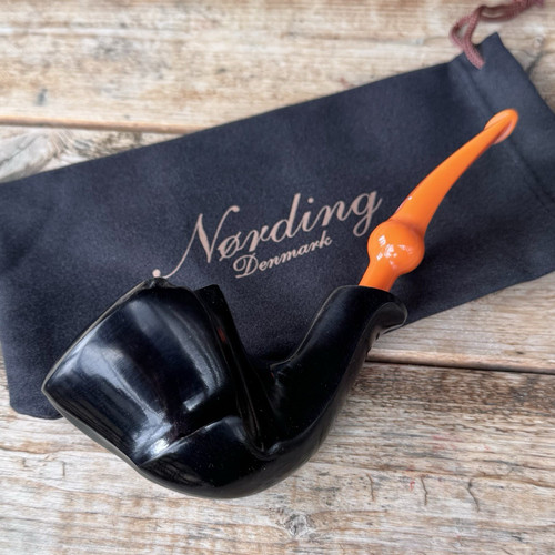 Eric Nording Smooth Black Orange Freehand Briar Tobacco Pipe Made in Denmark NEW