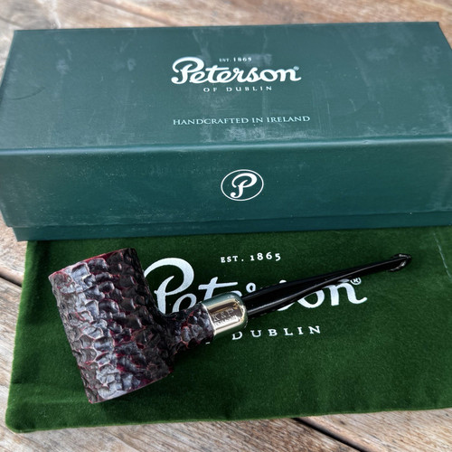 Peterson Irish Made Army Rusticated Poker (701) Fishtail Tobacco Pipe - New