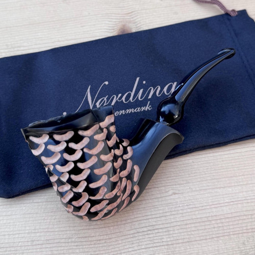 Erik Nording Seagull Black Carved Freehand Briar Pipe Made in Denmark - NEW