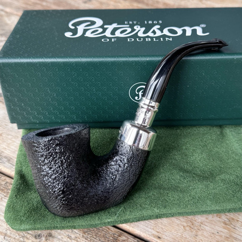 Peterson System Sterling Spigot Sandblasted Bent Calabash (XL315) P-Lip Pipe
