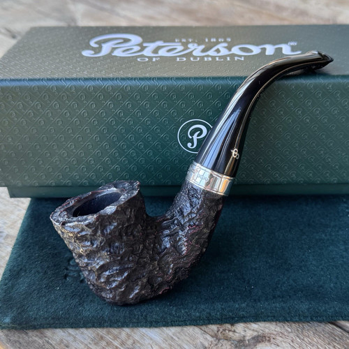 Peterson Cobble Rusticated Calabash (05)  P-Lip Sterling Silver Pipe - New