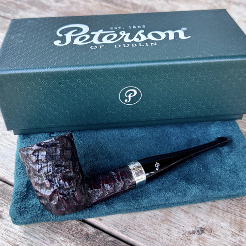 Peterson Cobble Rusticated Dublin (120)  P-Lip Sterling Silver Pipe - New