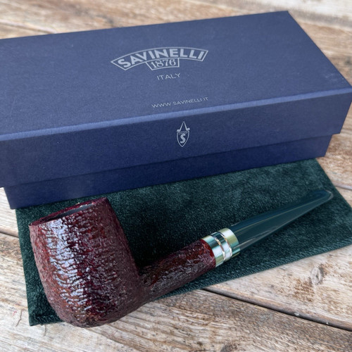 Savinelli Foresta Rusticated Brown Billiard (111 KS) 6mm Filter Pipe - New