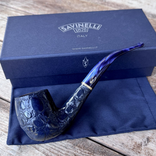 Savinelli Alligator Blue Bent Billiard (606 KS) 6mm Filter Tobacco Pipe