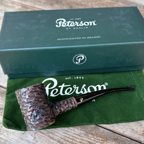 Peterson Aran Rusticated Poker (701) Fishtail Tobacco Pipe - New