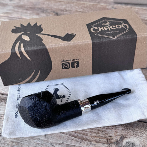 Chacom Skipper Sandblasted Black No. 283P Paneled Tobacco Pipe France - New