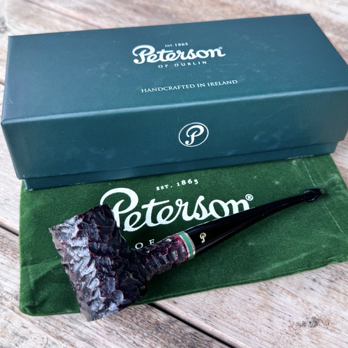 Peterson Emerald Rusticated Poker (701) P-Lip Tobacco Pipe - New