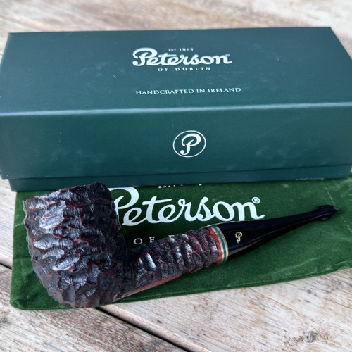 Peterson Emerald Rusticated Billiard (107) P-Lip Tobacco Pipe - New