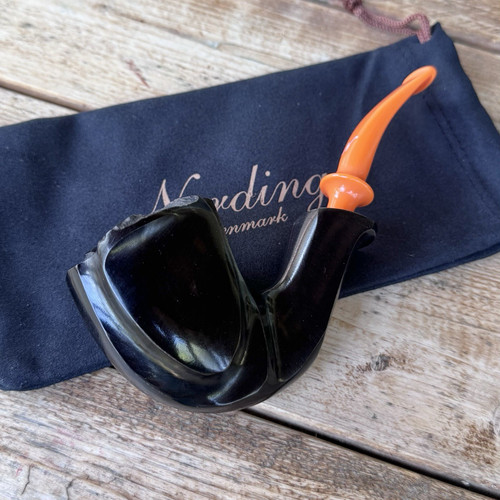 Eric Nording Smooth Black Orange Freehand Briar Tobacco Pipe Made in Denmark NEW