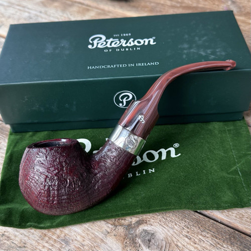 Peterson Irish Harp Sandblasted Bent Apple (XL02) Fishtail Tobacco Pipe - New