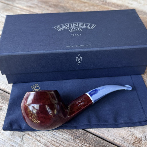 Savinelli Oceano Smooth Bent Rhodesian (673 KS) 6mm Filter Pipe - New