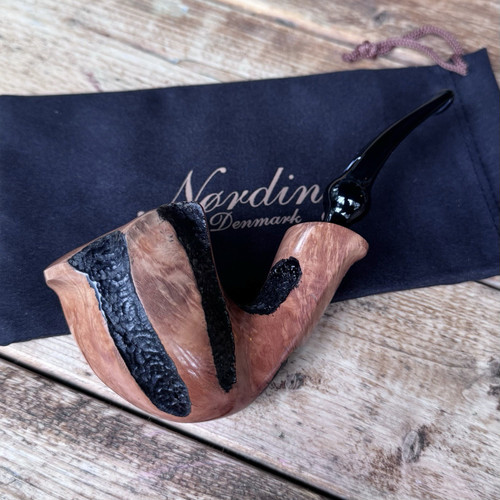 Eric Nording Spiral Natural Rustic Freehand Briar Tobacco Pipe - NEW