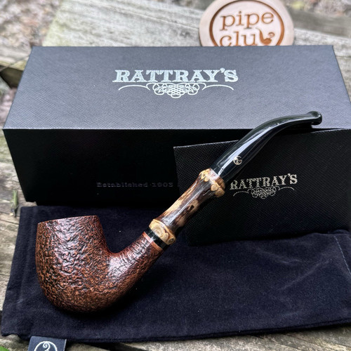 Rattray's Bamboo Sandblasted Brown BENT Billiard Pipe - New
