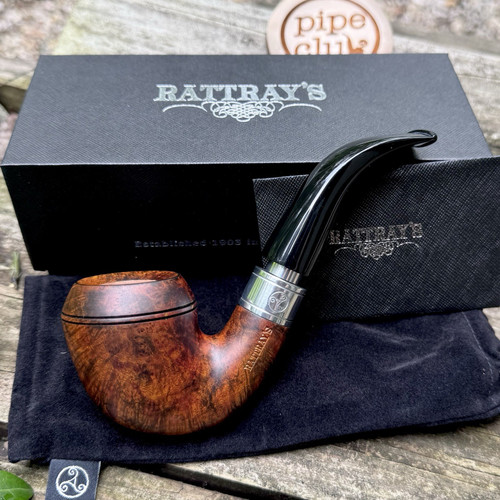 Rattray's Monarch Black Smooth Contras Bent Rhodesian (15) 9mm Filter Pipe - New
