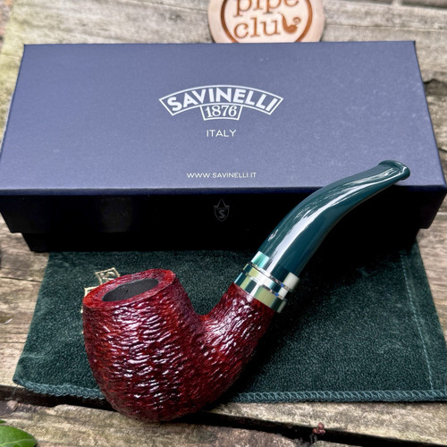 Savinelli Foresta Rusticated Brown Bent Billiard (616 KS) 6mm Filter Pipe New