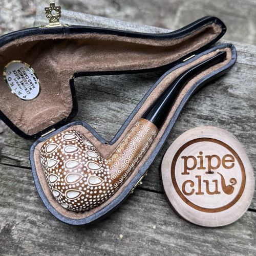 Block Meerschaum  Teardrop Antique Lattice Finish Bent Pipe by Paykoc