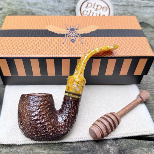 Savinelli Miele Brown Rusticated Bent Oom Paul (614) 6mm Filter Pipe - New