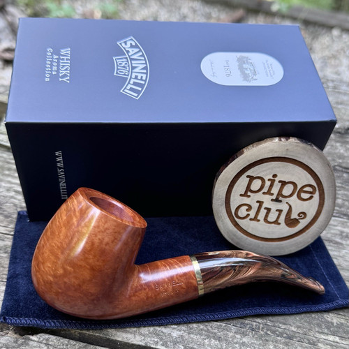 Savinelli Whisky Smooth Brown Bent Billiard (616 KS) 6mm Filter Pipe - NEW