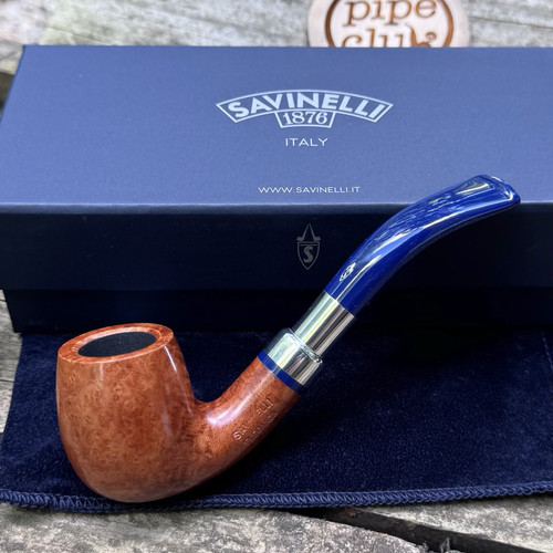 Savinelli Eleganza Smooth Natural Bent Billiard (601) 6mm Filter Tobacco Pipe