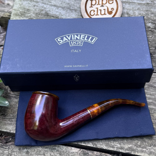 Savinelli Tortuga Smooth Bent Billiard (606 KS) 6mm Filter Pipe - New
